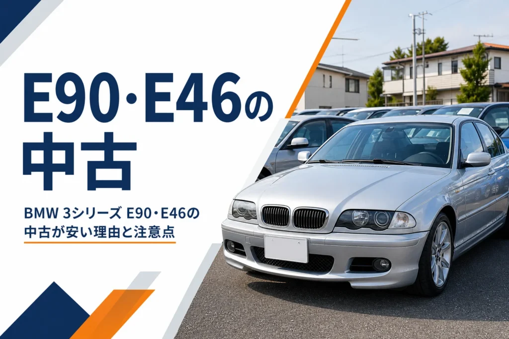 中古車展示場に並ぶ銀色のスポーツセダン
