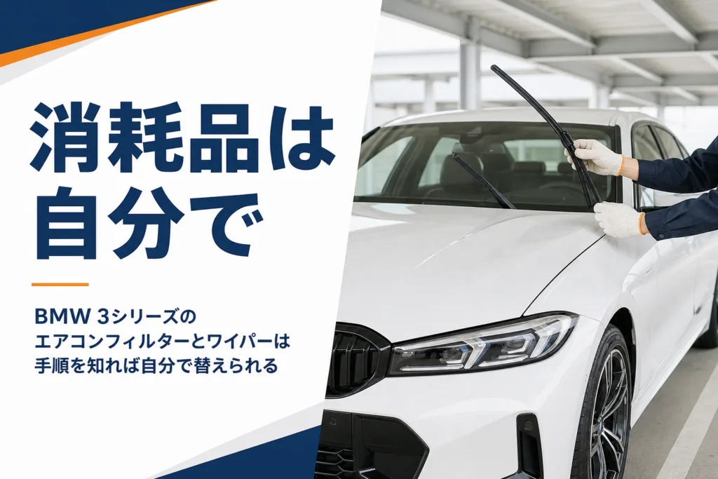 セダンのワイパーブレードを交換している手元