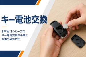 スマートキーからコイン形電池を取り出している手元