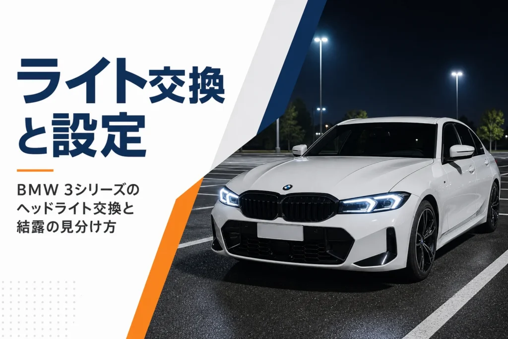 夜に点灯した3シリーズのLEDヘッドライト