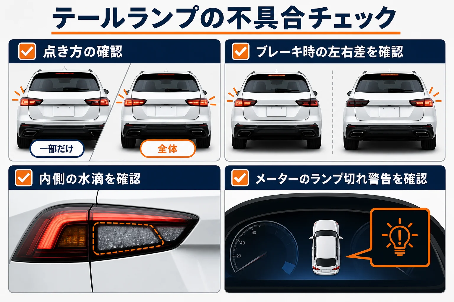 テールランプの不具合で見るポイントと交換の流れの図解