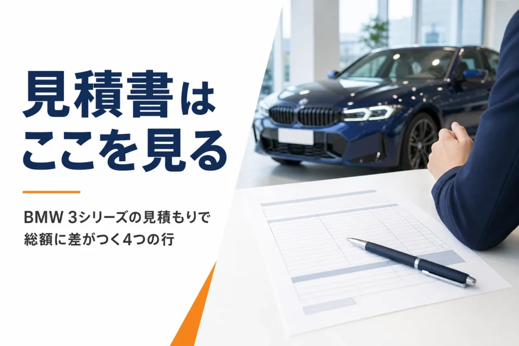 ショールームのテーブルに置かれた新車の見積書