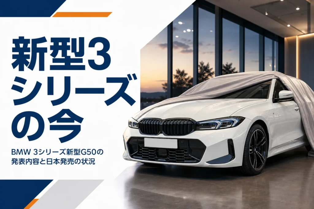 展示ホールでカバーが半分外された新しいデザインのセダン