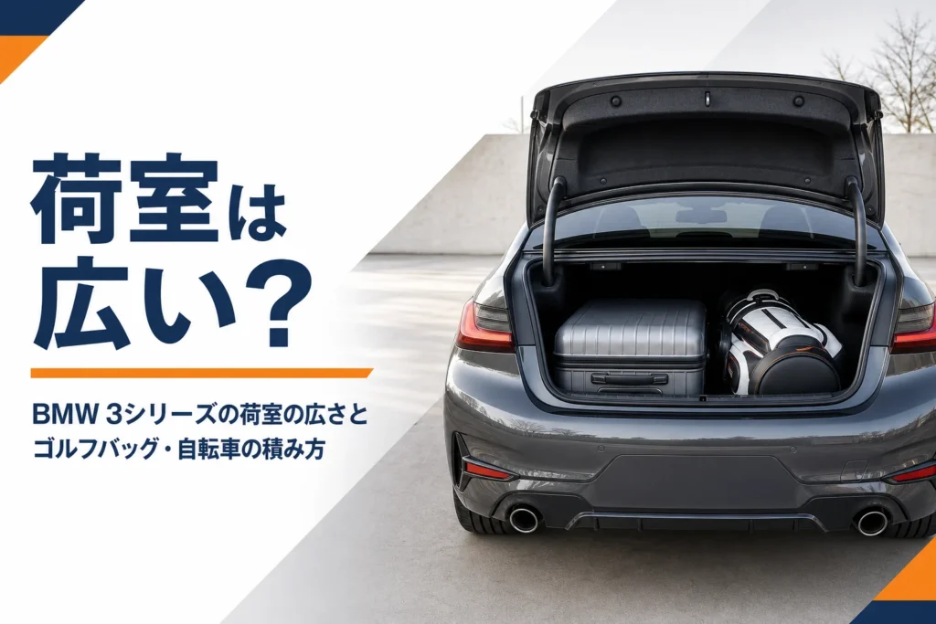 トランクに荷物を積んだスポーツセダンの後ろ姿