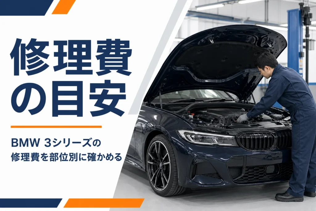 整備工場でセダンのエンジンルームを点検している様子