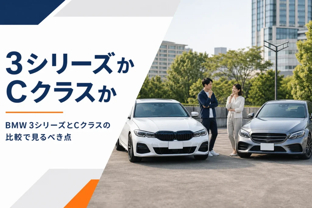 街の駐車スペースに並ぶ2台の高級セダン